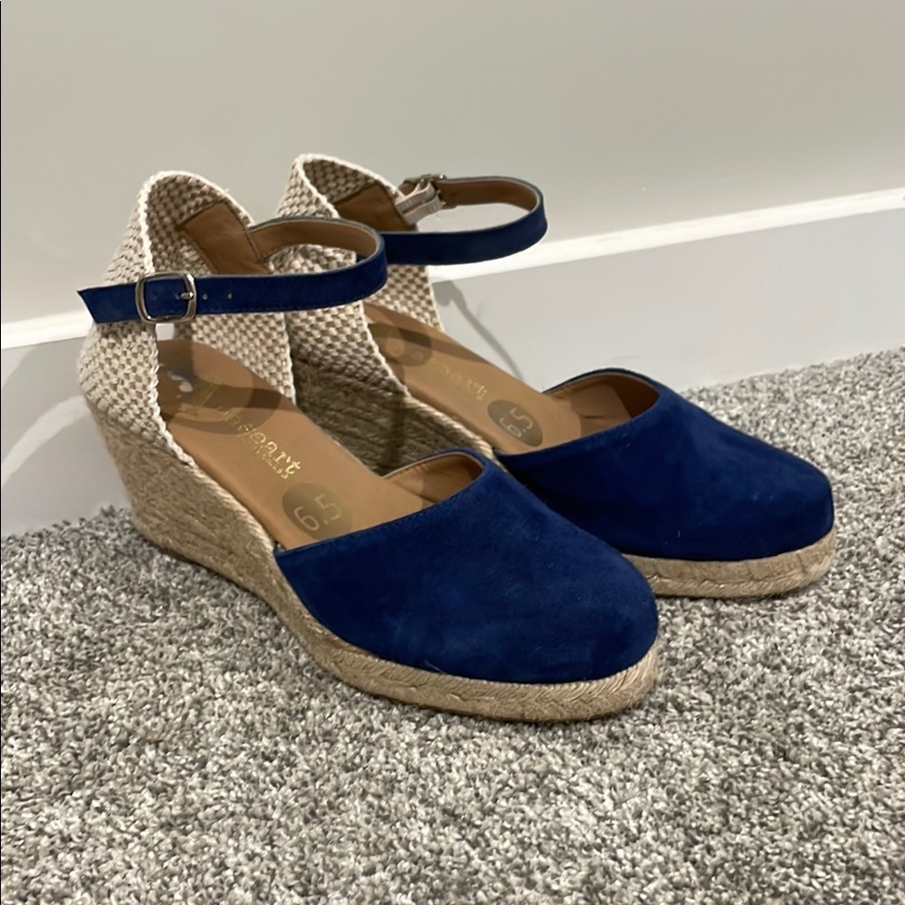 Navy Blue Wedge Espadrilles
